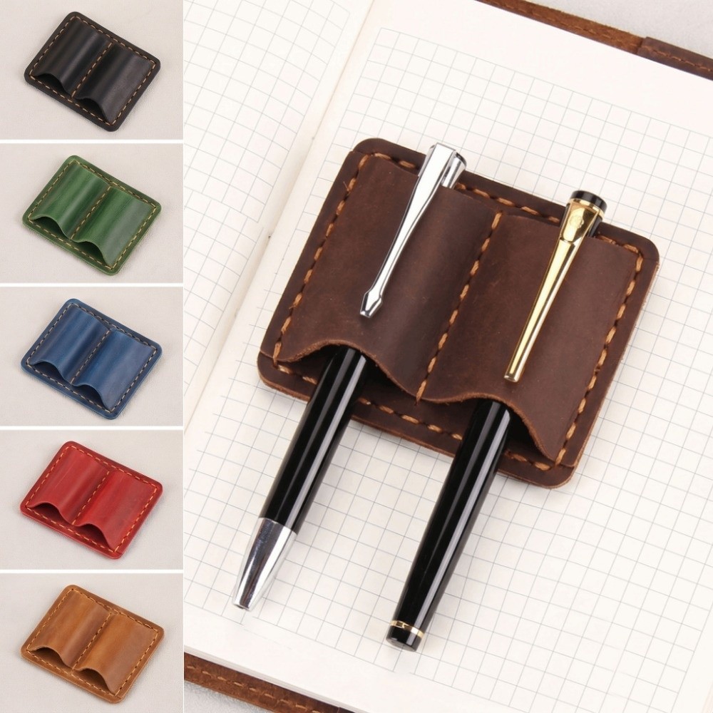 Vintage Leather Journal Notebook - Portaplumas Doble de Cuero Vintage, Elegante
