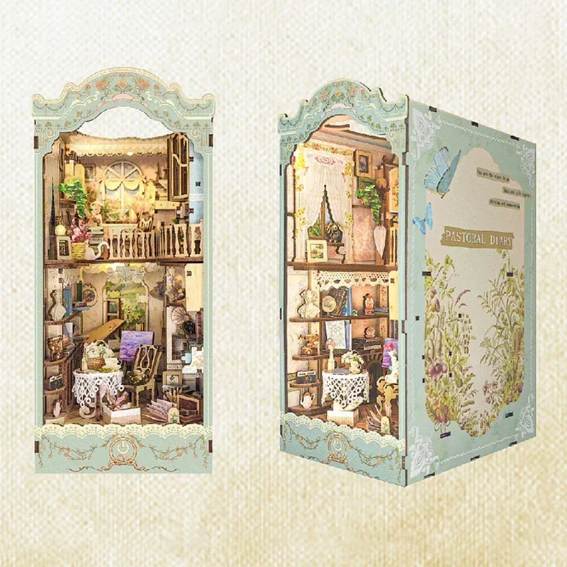 Estantería de ciudad de cuento - Diy Wooden Book Nook Kit Shelf Insert reseña y precio